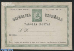 Spain 1873 Reply Paid Postcard 5/5c Green, TARGETA, Unused Postal Stationary - Cartas & Documentos
