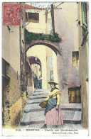 MENTON (06) - Vieille Rue Mentonnaise - Carte Colorisée - Ed. Giletta, Nice - Menton