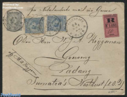 Netherlands 1896 Registered Letter From Den Haag To Padang (postal Stationary Cover No. 7, Uprated With Two 5c Stamps,.. - Brieven En Documenten