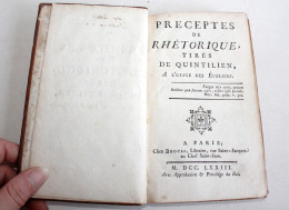 EO, PRECEPTES DE RHETORIQUE TIRES DE QUINTILIEN A USAGE DES ECOLIERS 1773 BROCAS / ANCIEN LIVRE XVIIIe SIECLE (2603.57) - 1701-1800