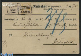 Switzerland 1885 Cash On Delivery Card, Postal History - Covers & Documents