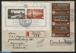Switzerland 1942 Registered Letter With S/s, Postal History - Lettres & Documents