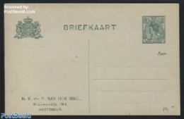 Netherlands 1917 Postcard With Private Text, 3c, P. Van Den Brul, Amsterdam, Unused Postal Stationary - Brieven En Documenten