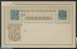 Iceland 1902 Postcard 1 GILDI On 5A, Bottom Lines Different Lenght, Unused Postal Stationary - Briefe U. Dokumente