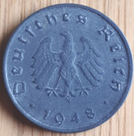 ALLEMAGNE DUITSLAND ; SCHAARSE 10 PFENNIG 1948 F Bezetting SUP KM A104 - 10 Reichspfennig