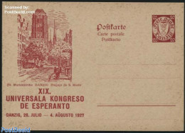 Germany, Danzig 1927 Illustrated Postcard, Esperanto, 20pf, St Marienkirche, Unused Postal Stationary, Religion - Scie.. - Eglises Et Cathédrales