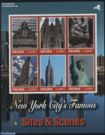 Tanzania 2016 New York City 6v M/s, Mint NH, Nature - Religion - Transport - Cat Family - Churches, Temples, Mosques, .. - Eglises Et Cathédrales