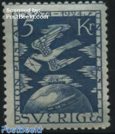 Sweden 1924 5Kr, Stamp Out Of Set, Unused (hinged), Nature - Transport - Birds - U.P.U. - Railways - Nuovi