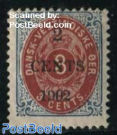 Danish West Indies 1902 2c On 3c, Inverted Frame, Perf. 12.75, Unused (hinged) - Danimarca (Antille)