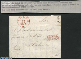 Netherlands 1837 Letter From Sneek To Oldeboorn, Postal History - ...-1852 Voorlopers