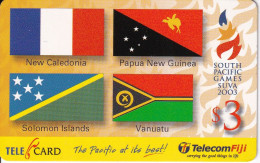 TARJETA DE LAS FIJI CON UNAS BANDERAS (BANDERA-FLAG) SOUTH PACIFIC GAMES SUVA 2003 - Fidschi