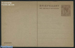 Netherlands 1922 Reply Paid Postcard 7.5+7.5c, ANTWOORD-BRIEFKAART, Unused Postal Stationary - Cartas & Documentos