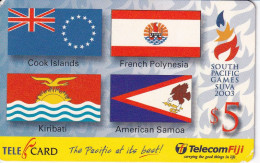 TARJETA DE LAS FIJI CON UNAS BANDERAS (BANDERA-FLAG) SOUTH PACIFIC GAMES SUVA 2003 - Fiji