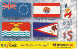 TARJETA DE LAS FIJI CON UNAS BANDERAS (BANDERA-FLAG) SOUTH PACIFIC GAMES SUVA 2003 - Fidschi