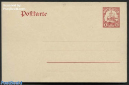 Germany, Colonies 1911 Kiautschou, Postcard 4c, WM Grid, Unused Postal Stationary, Transport - Ships And Boats - Schiffe