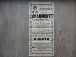 DOCUMENT PUBLICITAIRE CHAUMONT FAKIR EGYPTIEN DONATO MEDIUM THEATRE SAINT-MENEHOULD 1911 - Pubblicitari