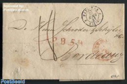 Netherlands 1841 Folding Letter From Amsterdam To Bordeaux, Postal History - ...-1852 Voorlopers