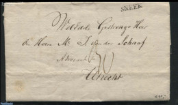 Netherlands 1828 Folded Mourning Letter From Sneek To Utrecht, Postal History - ...-1852 Voorlopers