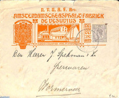 Netherlands 1924 Advertising Cover Asphalt Fabriek De Vesuvius, Cover To Wormerland, Postal History - Covers & Documents