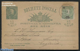 Azores 1897 Ponta Delgada, Postcard To London, Used Postal Stationary - Azores