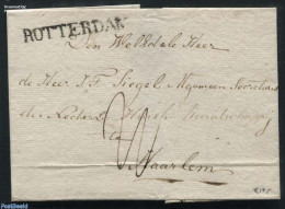 Netherlands 1827 Folding Cover From Rotterdam To Haarlem, Postal History - ...-1852 Voorlopers