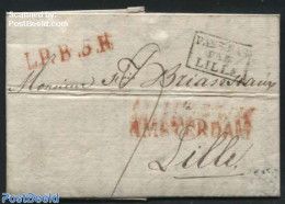 Netherlands 1818 Folding Letter From Amsterdam To Lille, France, Postal History - ...-1852 Voorlopers