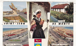 85. SAINT JEAN DE MONTS. CPA MULTIVUES. 4 VUES ET JEUNE MARAICHINE. . ANNEE 1968 + TEXT - Saint Jean De Monts