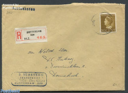 Netherlands 1940 Registered Letter From Rotterdam To Bennebroek, Postal History, History - Kings & Queens (Royalty) - Covers & Documents