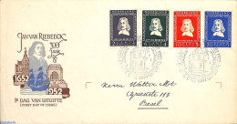 Netherlands 1952 Van Riebeeck FDC, Written Address, Open Flap, First Day Cover - Brieven En Documenten