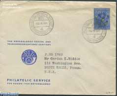 Netherlands 1952 Cover From The Hague To The USA With Nvhp No.587, Postal History, Nature - Flowers & Plants - Lettres & Documents