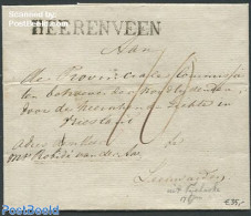 Netherlands 1827 Folding Cover From Heerenveen To Leeuwarden With A Heerenveen Mark, Postal History - ...-1852 Voorlopers