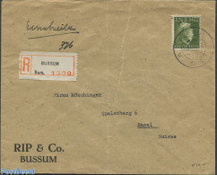 Netherlands 1940 Registered Envelope With Nvph 340, Postal History, History - Kings & Queens (Royalty) - Storia Postale