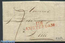 Netherlands 1811 Folding Letter From Amsterdam To Lille, France, Postal History - ...-1852 Voorlopers