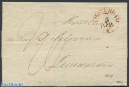 Netherlands 1834 Folding Cover From Amsterdam To Leeuwarden, Postal History - ...-1852 Voorlopers