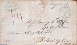 Netherlands 1849 Folding Letter From Rotterdam To Philadelphia, USA Via England. Seamail., Postal History - ...-1852 Préphilatélie