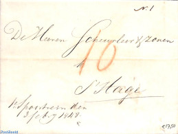 Netherlands 1848 Folding Cover From Leiden To The Hague, Postal History - ...-1852 Precursori