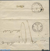 Netherlands 1858 Folding Cover To Maastricht From Amersfoort, Via Laren. See Laren, Maastricht And Amersfoort Marks, P.. - Covers & Documents