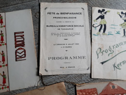 9 Programmes Madagascar Betolongo 1937 Fête Du 1er RMM Kermesse Militaire 1936 Fête Bienfaisance 1933 - Programme