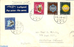 Switzerland 1948 Airmail To Carshalton England. Primier Jour/ First Day Envelope , Postal History - Brieven En Documenten