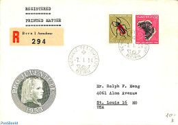 Switzerland 1954 Registered Envelope From Annahme To St.Louis, Postal History - Briefe U. Dokumente