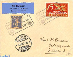 Switzerland 1927 Airmail To Zurich, Postal History - Cartas & Documentos