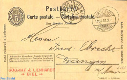 Switzerland 1907 Postcard From Bienne. Gogniat & Lienhardt , Postal History - Briefe U. Dokumente