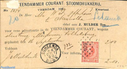 Netherlands 1890 Postale From Veendam To Scheemda. Add In The Veendammer Courant , Postal History - Covers & Documents