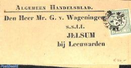 Netherlands 1896 Folding Cover From NRC Amsterdam To Leeuwarden. See Amsterdam Postmark And Drukwerkzegel Cijfer 1c, P.. - Storia Postale
