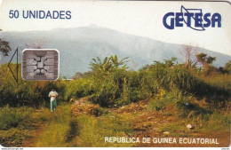 EQUATORIAL GUINEA - Landscape, Chip SC5(reverse A, Black Letters), CN : 42336, Used - Guinea Ecuatorial