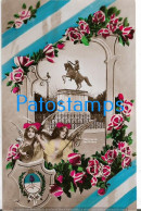 227544 ARGENTINA ART ARTE HERALDRY & FLAG ESTATUA DE SAN MARTIN CIRCULATED TO BUENOS AIRES POSTCARD - Argentinien