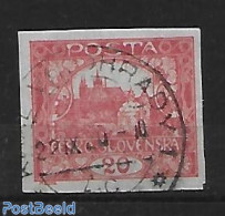 Czechoslovkia 1919 Definitive 20H, Imperforated, Used Stamps, Various - Errors, Misprints, Plate Flaws - Other & Unclassified