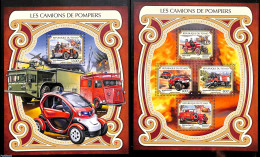Chad 2017 Fire Engines 2 S/s, Mint NH, Transport - Automobiles - Fire Fighters & Prevention - Otros & Sin Clasificación