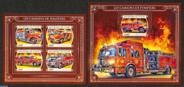 Chad 2017 Fire Engines 2 S/s, Mint NH, Transport - Automobiles - Fire Fighters & Prevention - Otros & Sin Clasificación