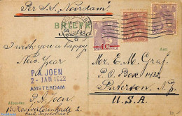 Netherlands 1922 Postcard To USA With Remarkable Franking, Postal History - Briefe U. Dokumente